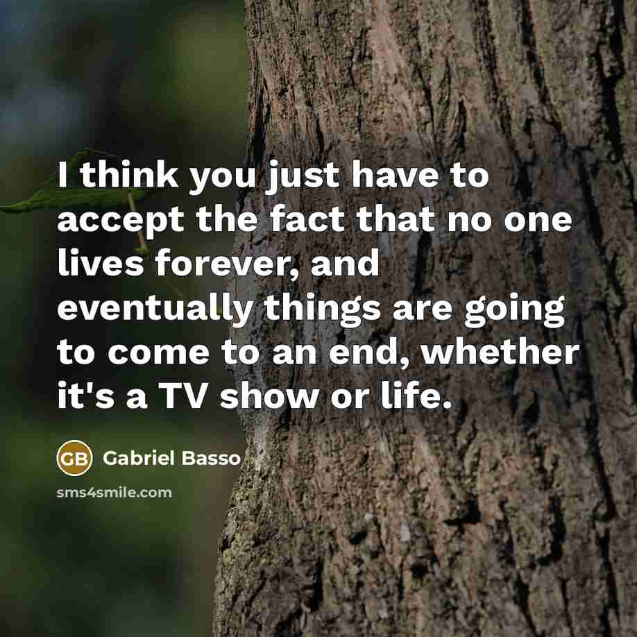 “I think you just have to accept the fact that no one lives forever, and eventually things are going to come to an end, whether it's a TV show or life.” quote by Gabriel Basso