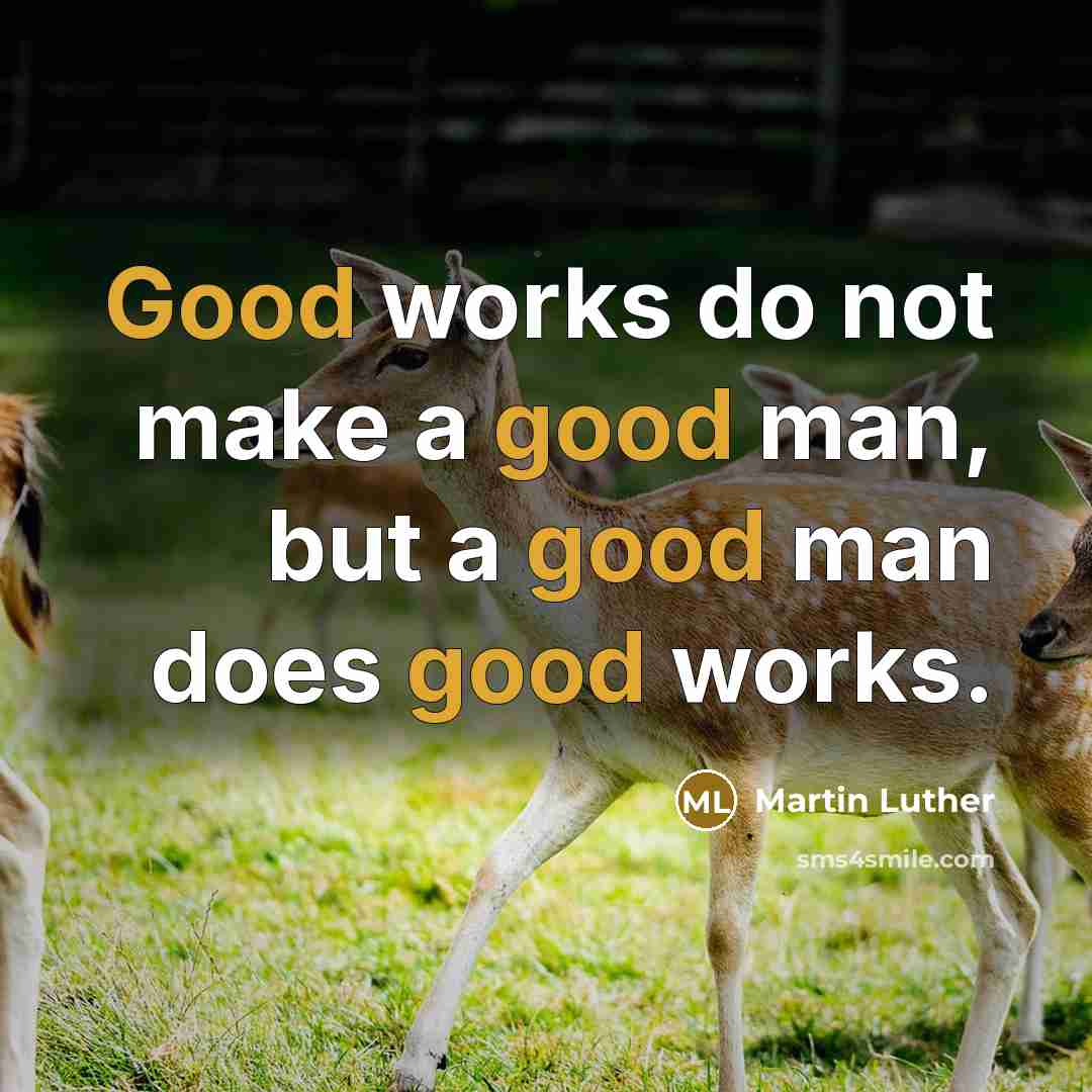 “Good works do not make a good man, but a good man does good works.” quote by Martin Luther