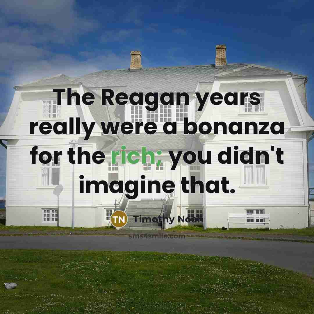 “The Reagan years really were a bonanza for the rich; you didn't imagine that.” quote by Timothy Noah