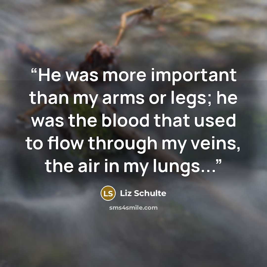 “He was more important than my arms or legs; he was the blood that used to flow through my veins, the air in my lungs...” quote by Liz Schulte