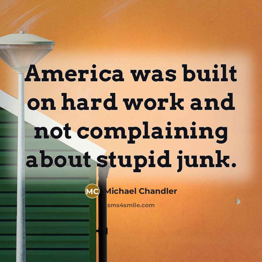 “America was built on hard work and not complaining about stupid junk.” quote by Michael Chandler