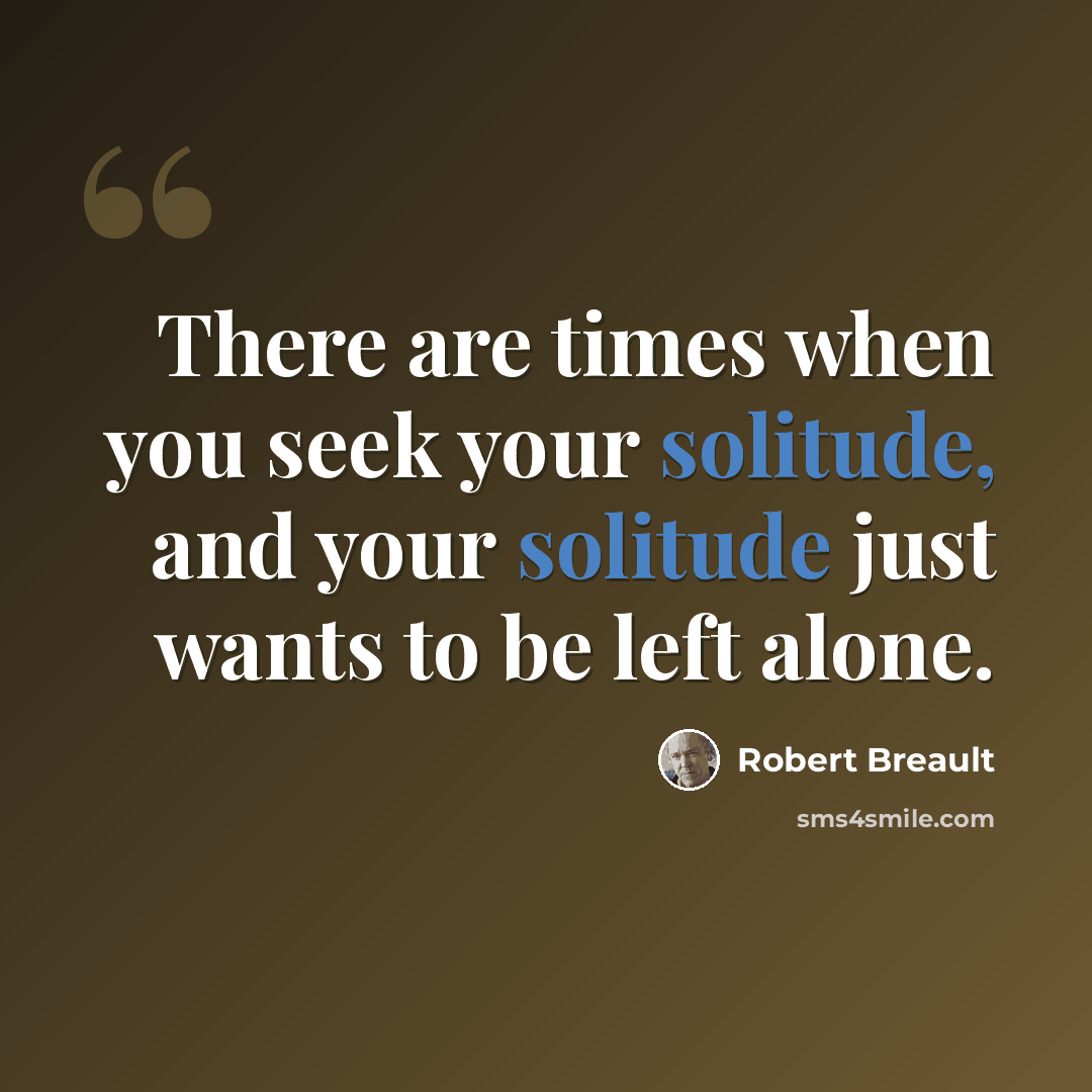 “There are times when you seek your solitude, and your solitude just wants to be left alone.” quote by Robert Breault