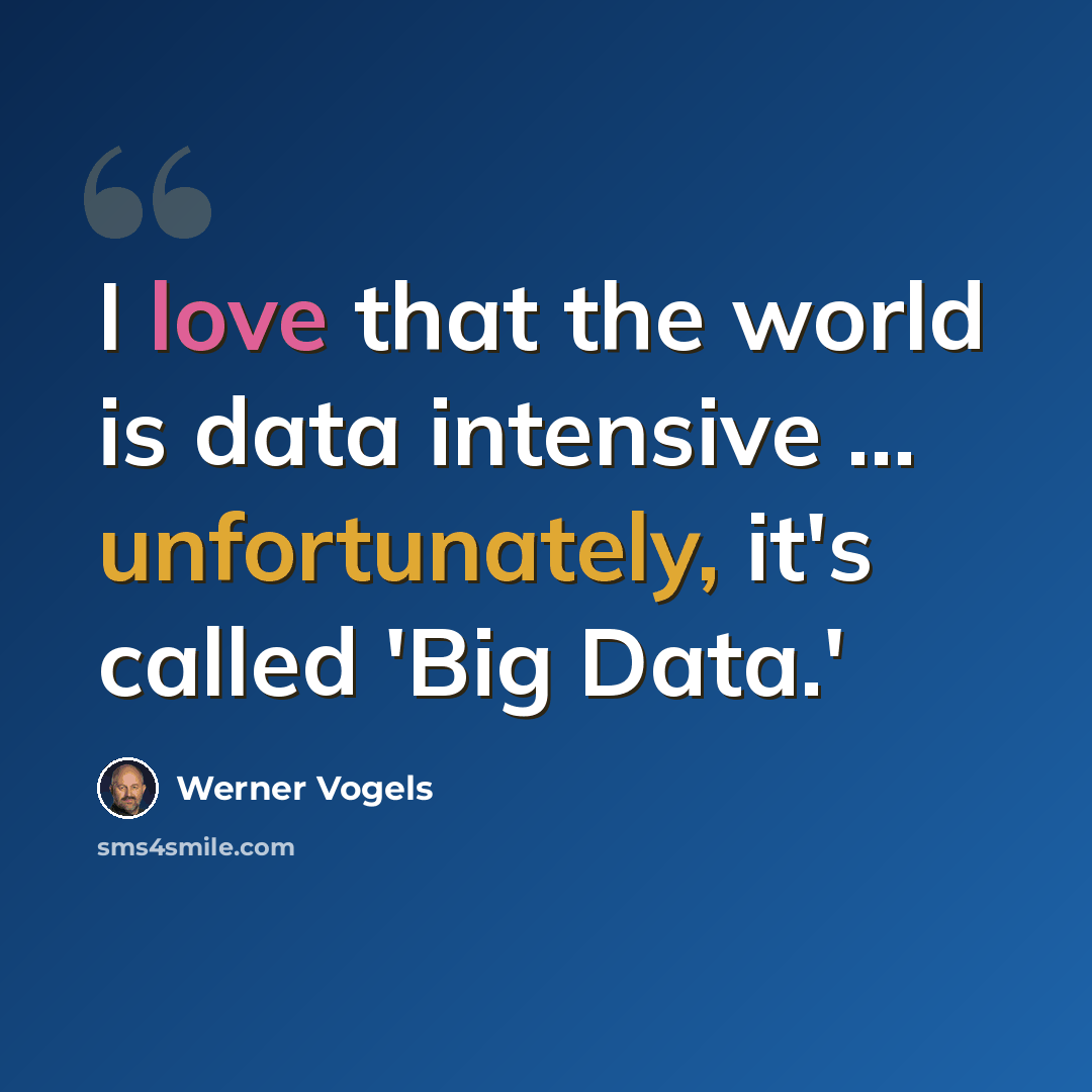 “I love that the world is data intensive … unfortunately, it's called 'Big Data.'” quote by Werner Vogels