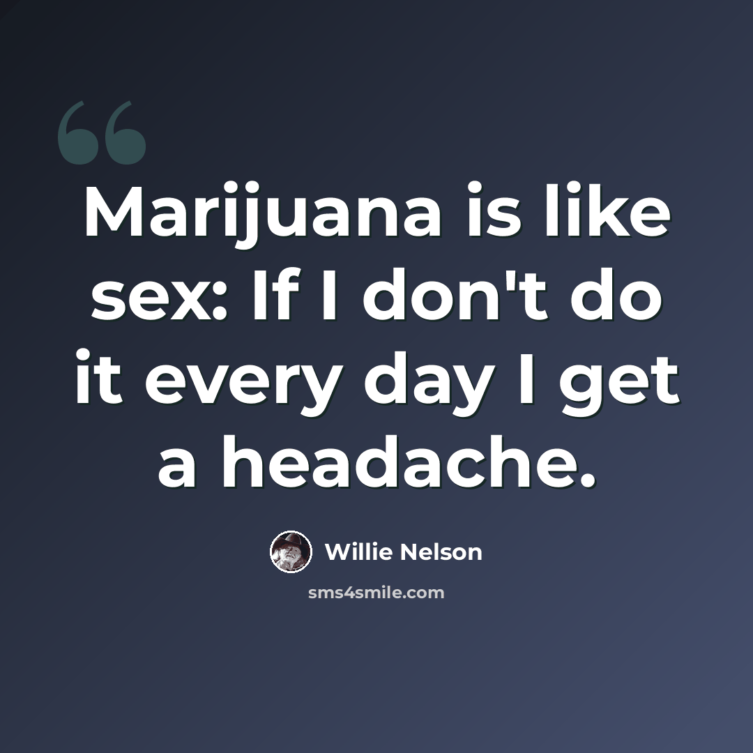 “Marijuana is like sex: If I don't do it every day I get a headache.” quote by Willie Nelson