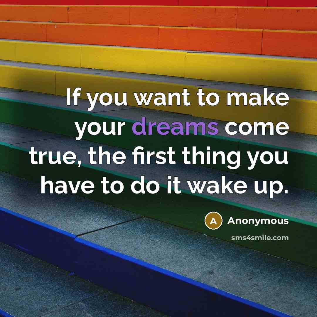 “If you want to make your dreams come true, the first thing you have to do it wake up.” quote by Anonymous
