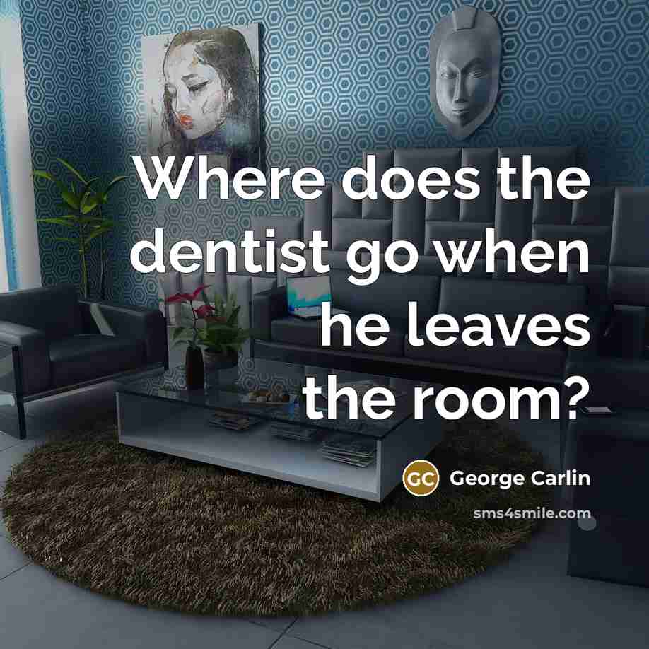 “Where does the dentist go when he leaves the room?” quote by George Carlin