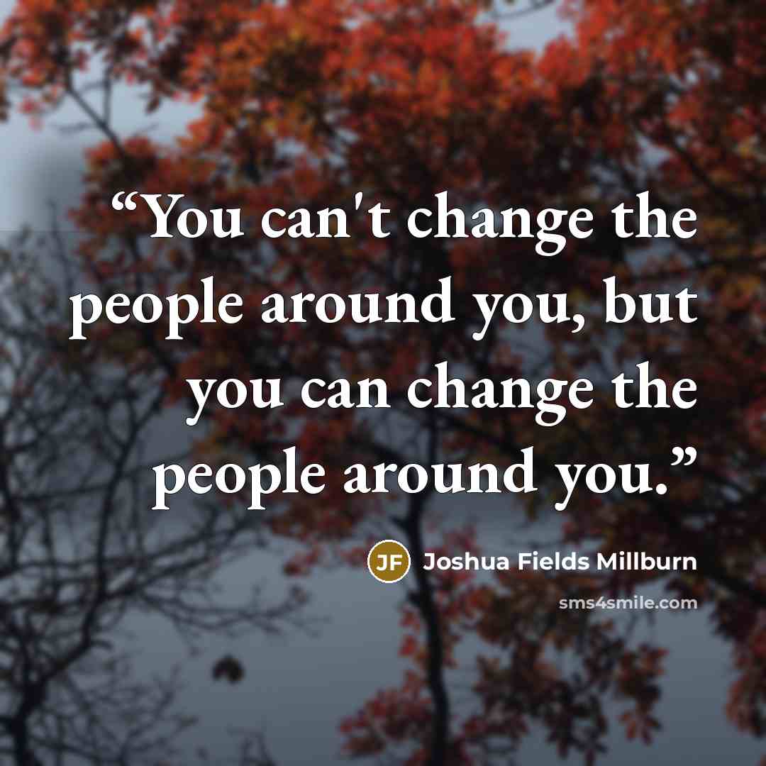 “You can't change the people around you, but you can change the people around you.” quote by Joshua Fields Millburn