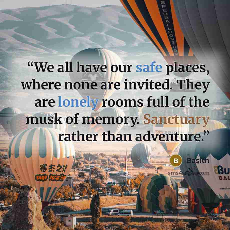 “We all have our safe places, where none are invited. They are lonely rooms full of the musk of memory. Sanctuary rather than adventure.” quote by Basith