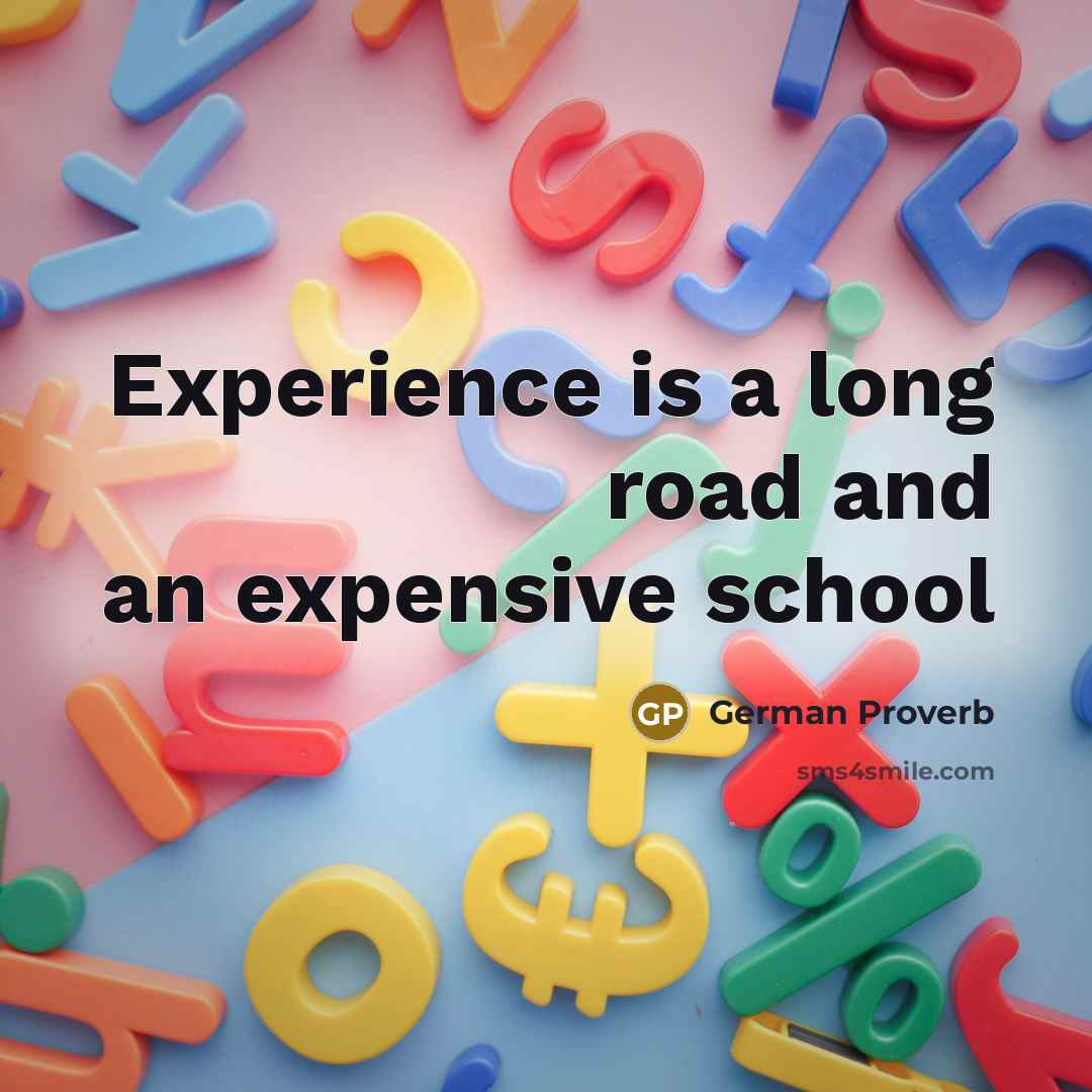 “Experience is a long road and an expensive school” quote by German Proverb