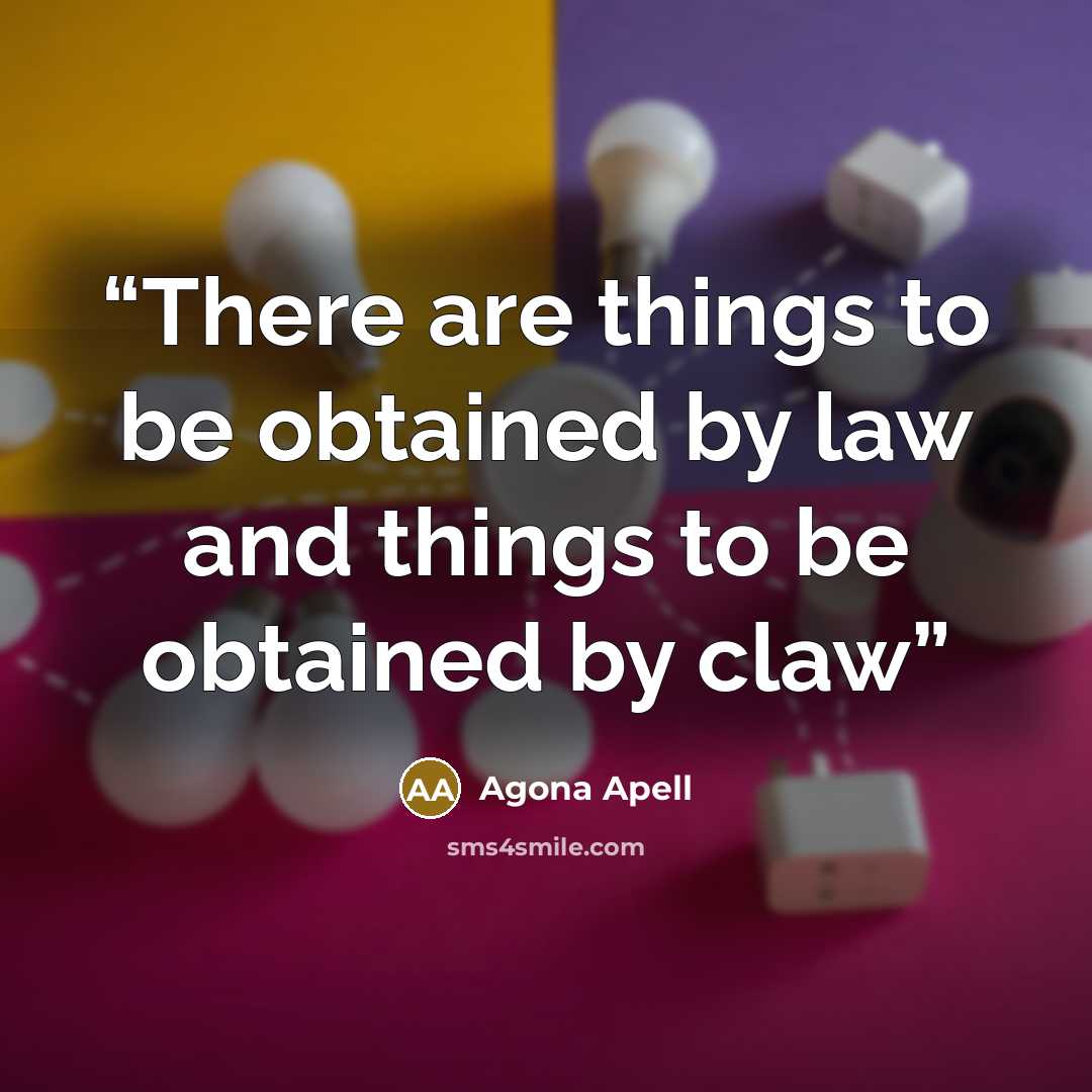 “There are things to be obtained by law and things to be obtained by claw” quote by Agona Apell