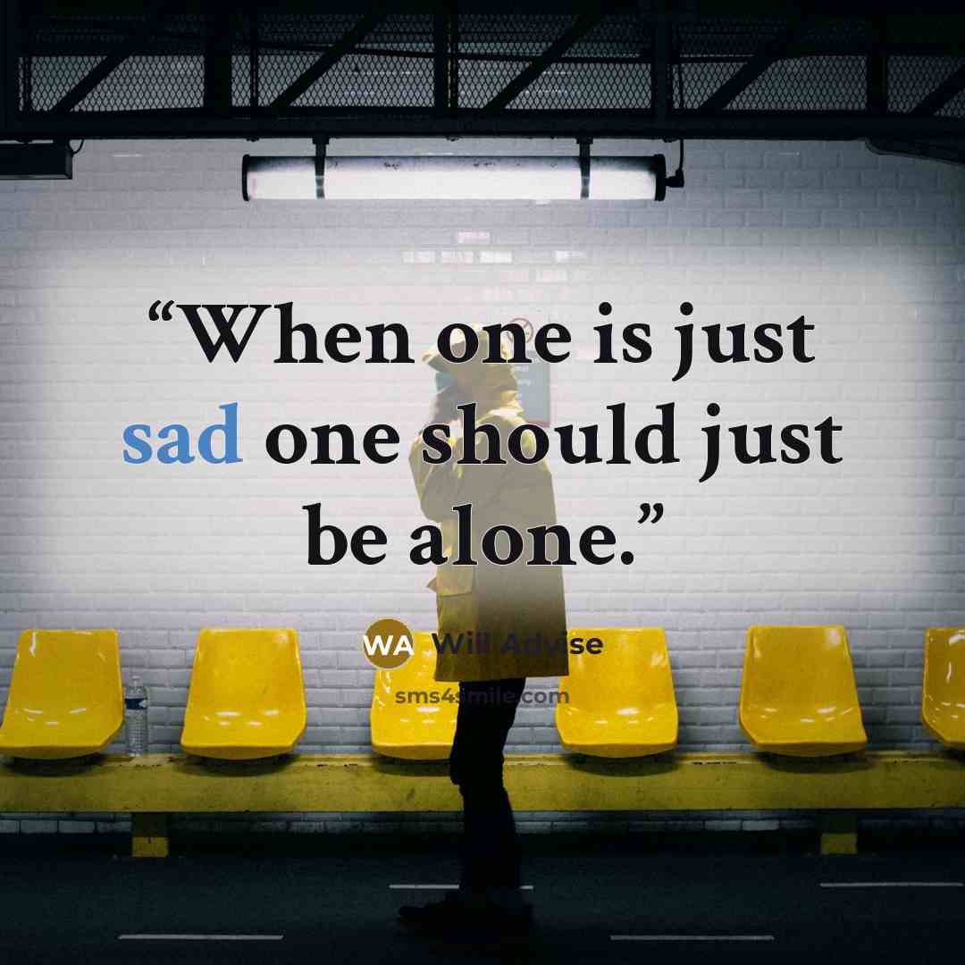 “When one is just sad one should just be alone.” quote by Will Advise