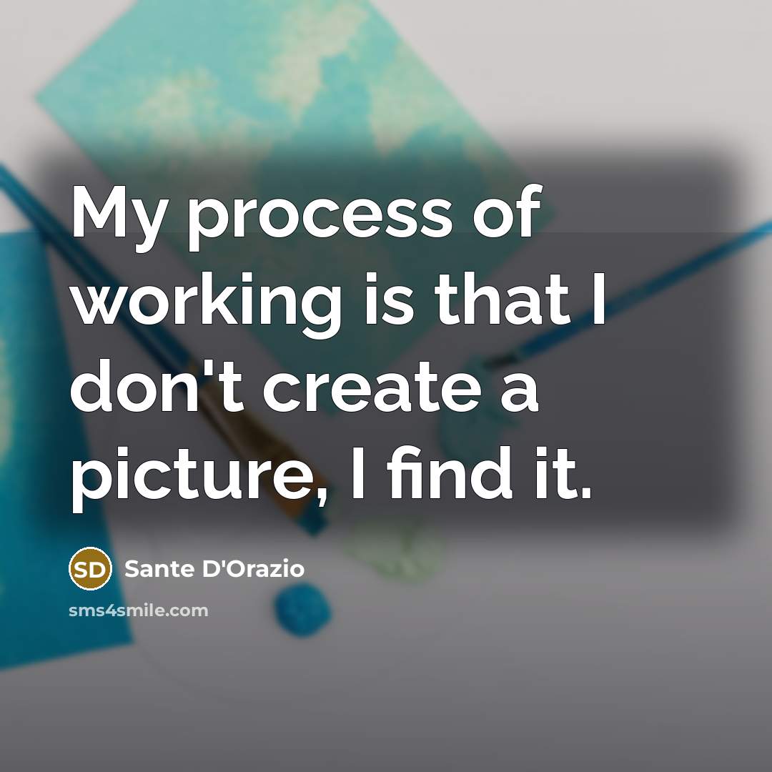 “My process of working is that I don't create a picture, I find it.” quote by Sante D'Orazio