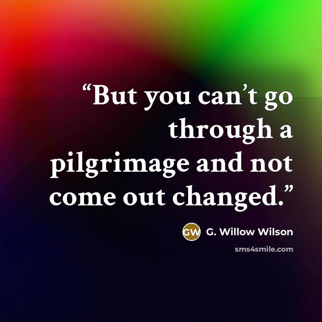 “But you can’t go through a pilgrimage and not come out changed.” quote by G. Willow Wilson