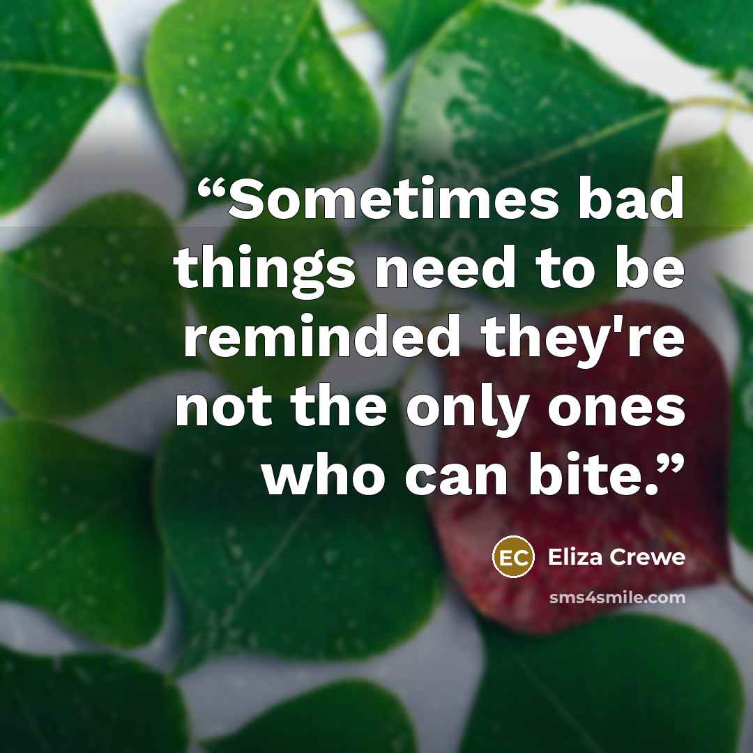 “Sometimes bad things need to be reminded they're not the only ones who can bite.” quote by Eliza Crewe