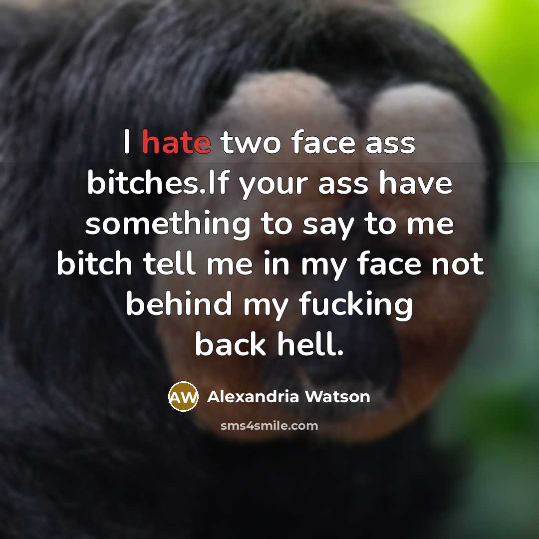 “I hate two face ass bitches.If your ass have something to say to me bitch tell me in my face not behind my fucking back hell.” quote by Alexandria Watson