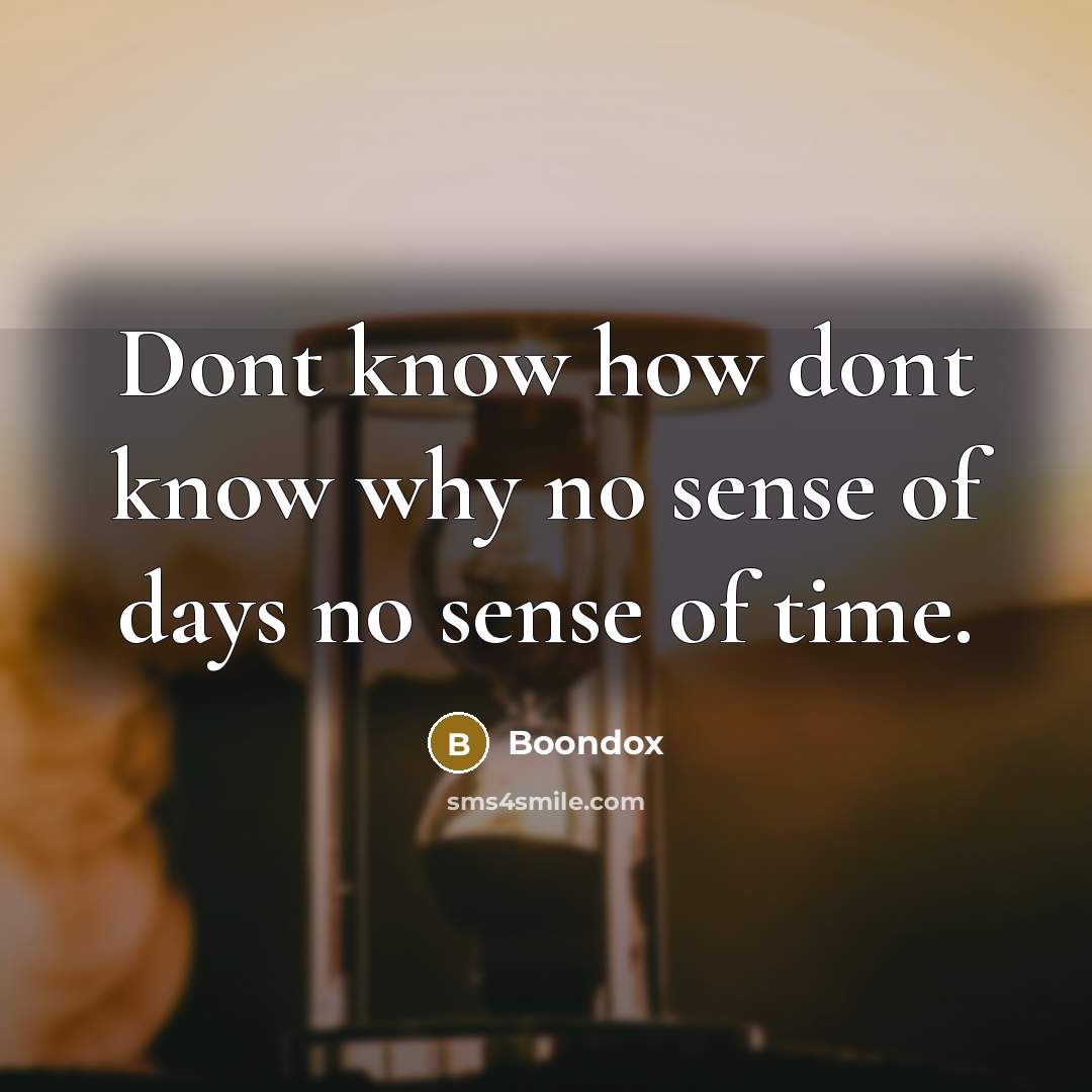 “Dont know how dont know why no sense of days no sense of time.” quote by Boondox