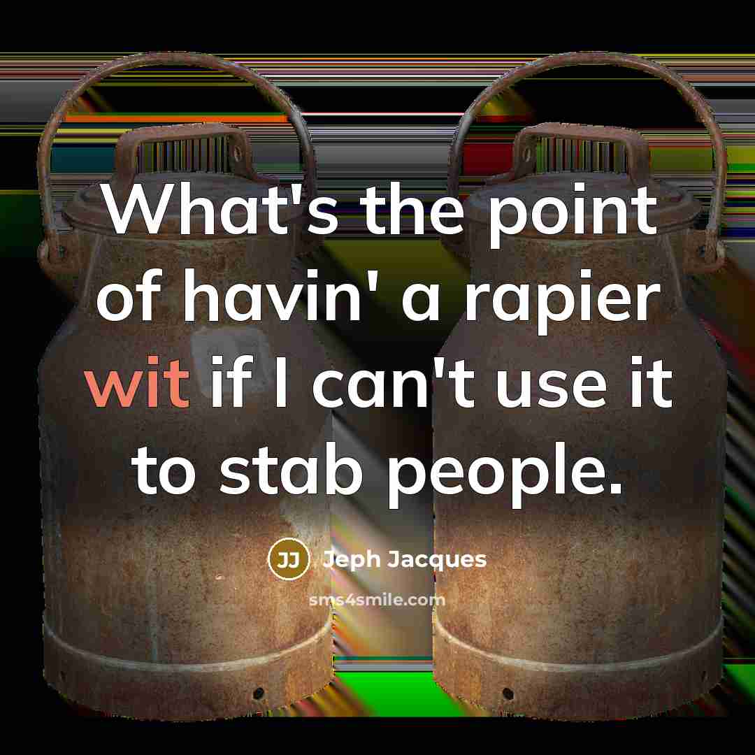 “What's the point of havin' a rapier wit if I can't use it to stab people.” quote by Jeph Jacques
