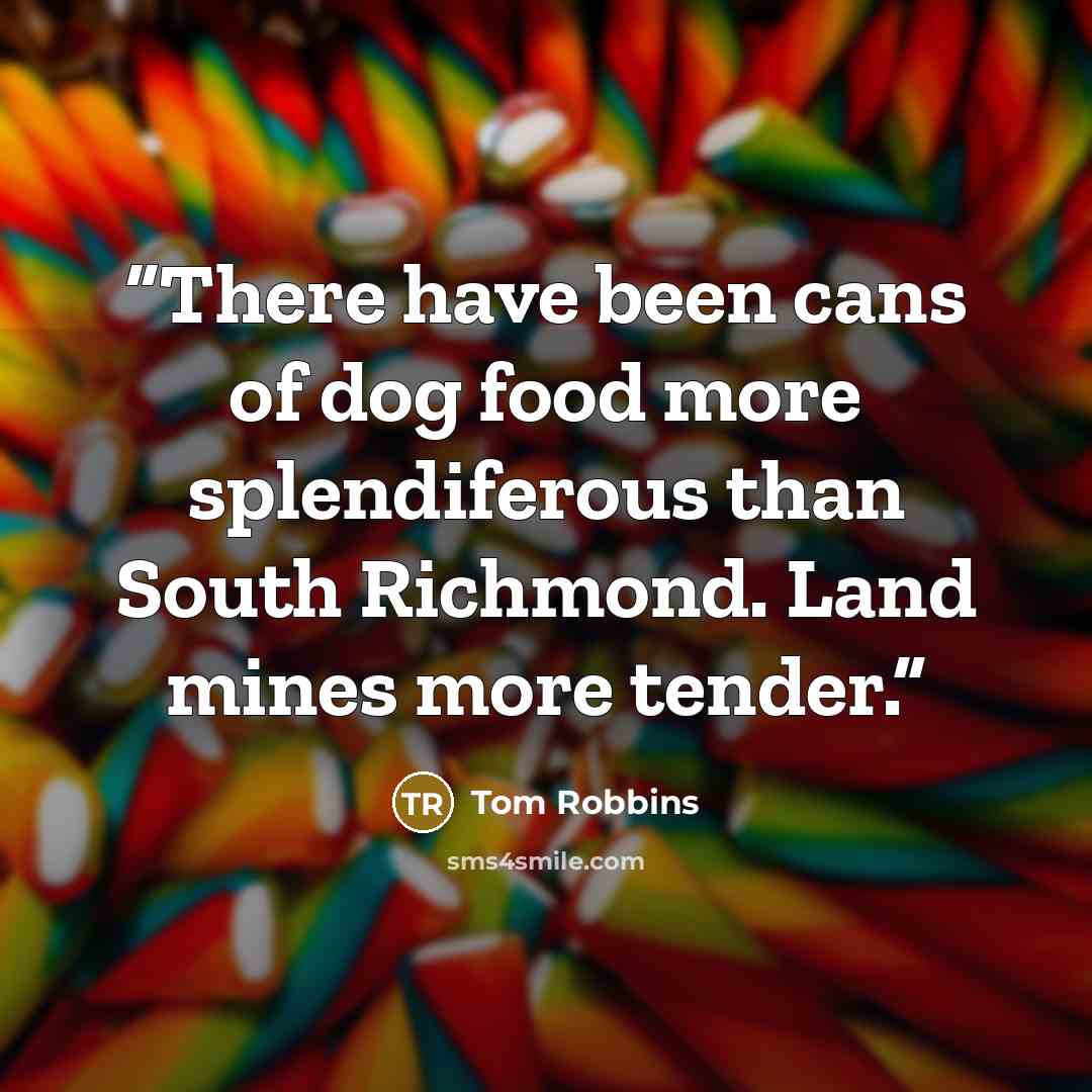 “There have been cans of dog food more splendiferous than South Richmond. Land mines more tender.” quote by Tom Robbins