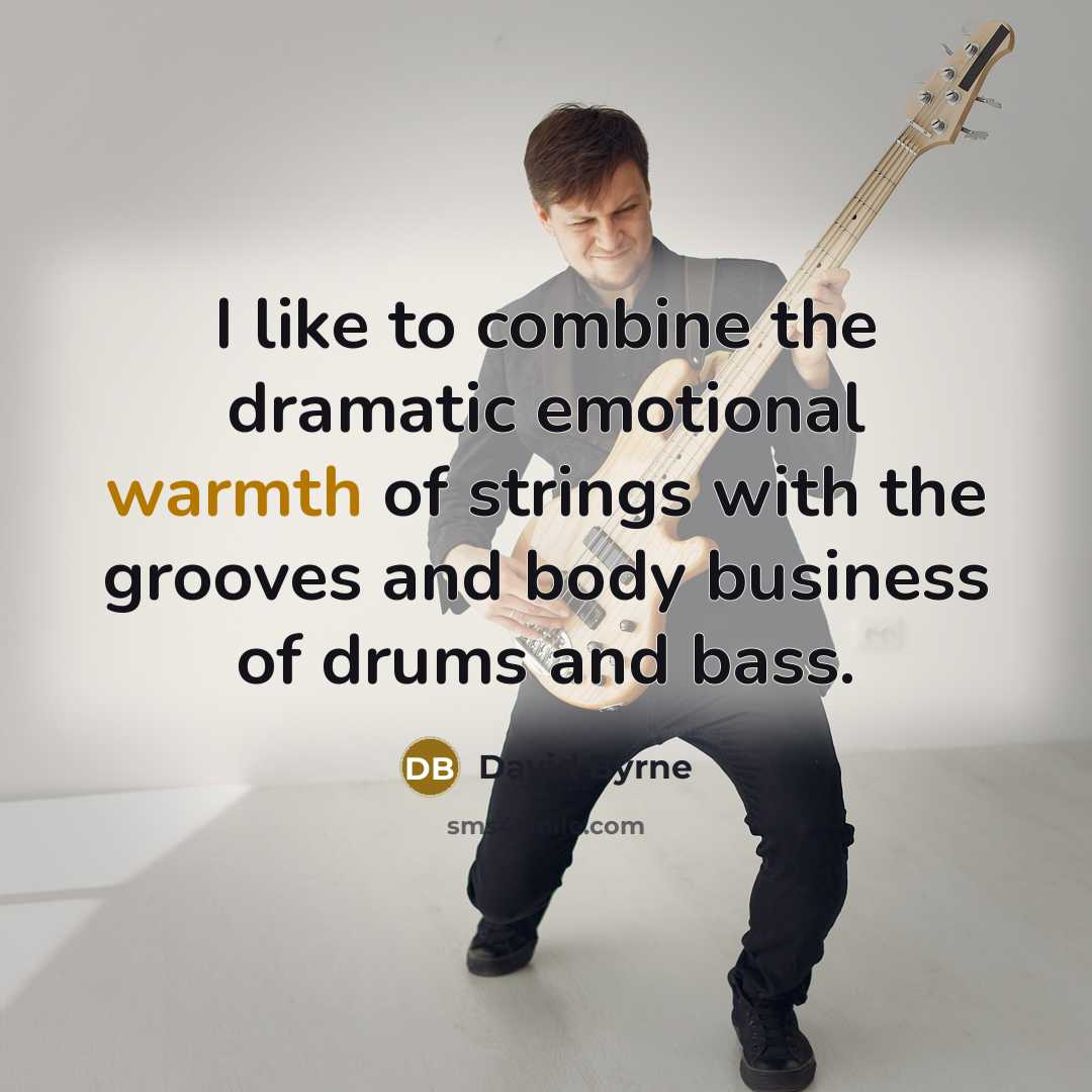 “I like to combine the dramatic emotional warmth of strings with the grooves and body business of drums and bass.” quote by David Byrne