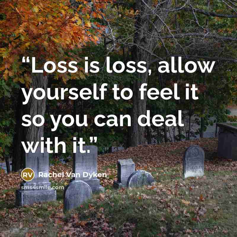 “Loss is loss, allow yourself to feel it so you can deal with it.” quote by Rachel Van Dyken