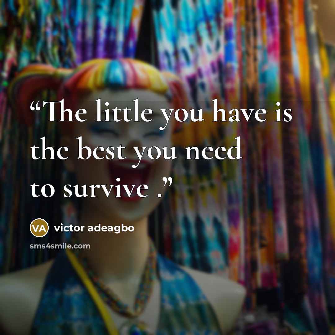 “The little you have is the best you need to survive .” quote by victor adeagbo