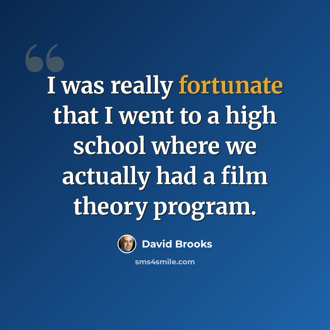 “I was really fortunate that I went to a high school where we actually had a film theory program.” quote by David Brooks