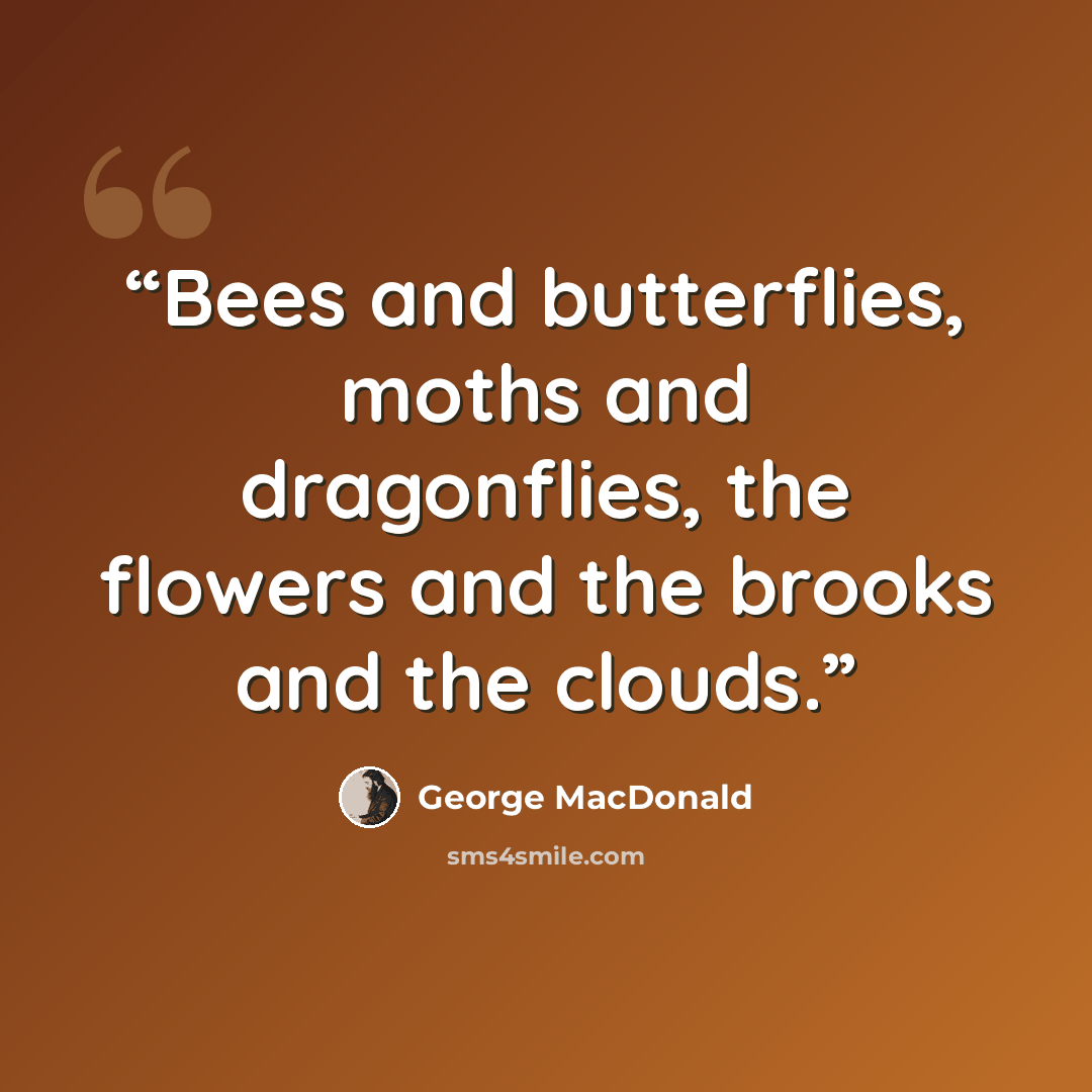 “Bees and butterflies, moths and dragonflies, the flowers and the brooks and the clouds.” quote by George MacDonald