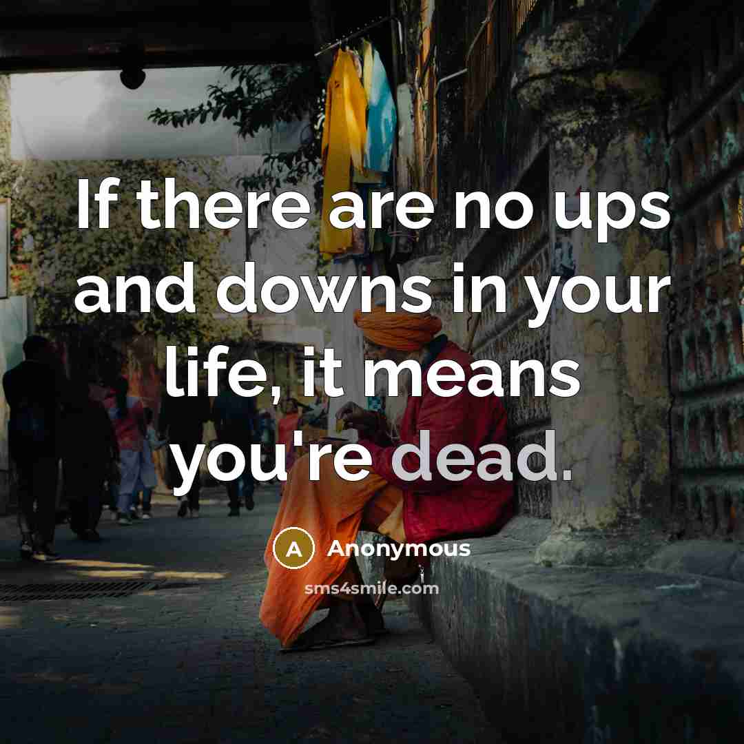 “If there are no ups and downs in your life, it means you're dead.” quote by Anonymous