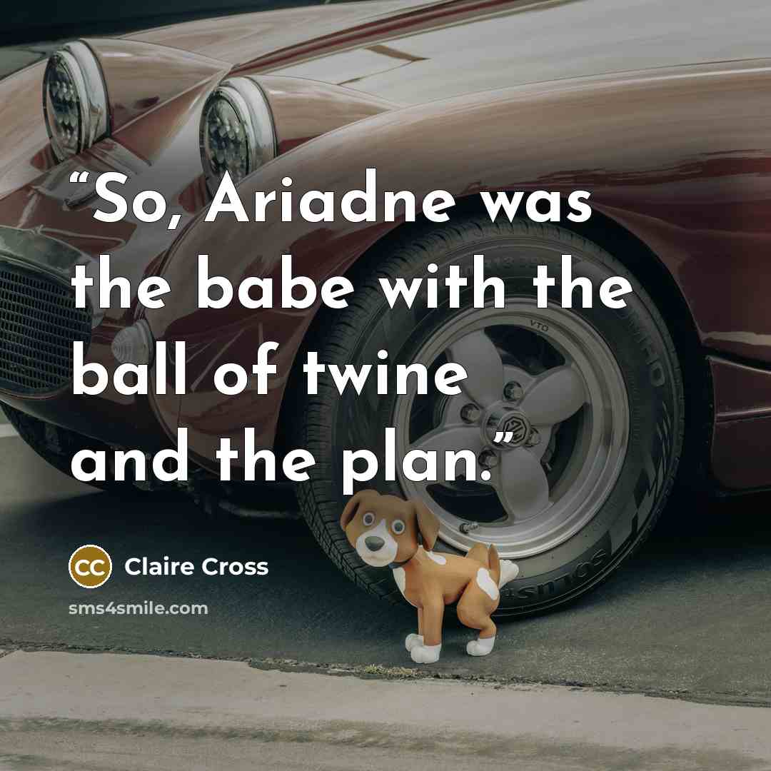 “So, Ariadne was the babe with the ball of twine and the plan.” quote by Claire Cross
