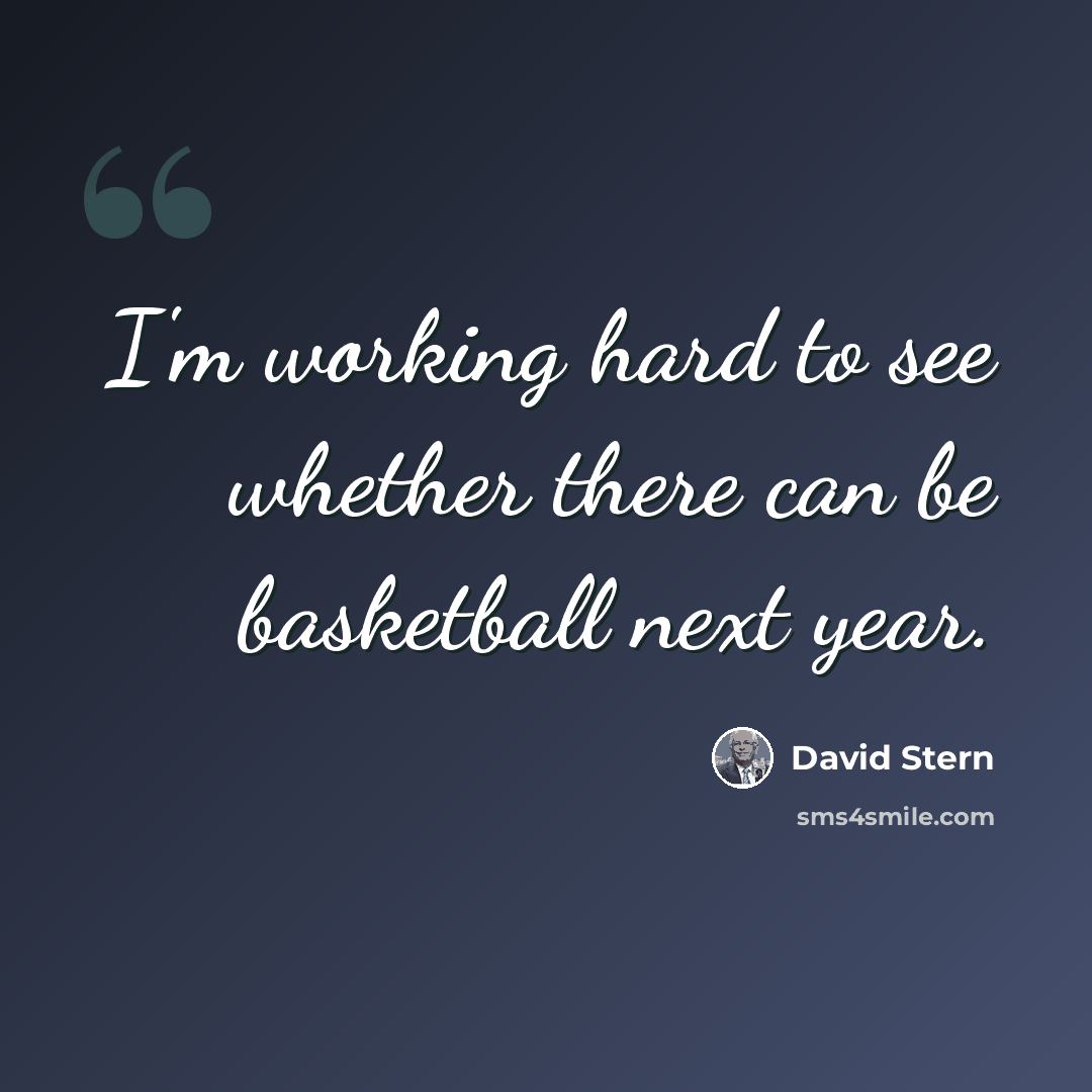 “I'm working hard to see whether there can be basketball next year.” quote by David Stern