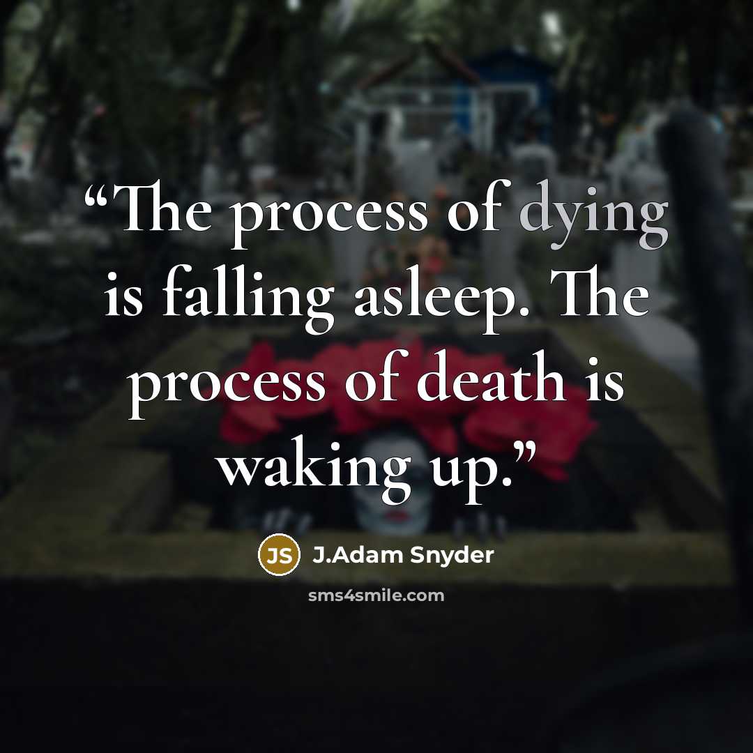 “The process of dying is falling asleep. The process of death is waking up.” quote by J.Adam Snyder