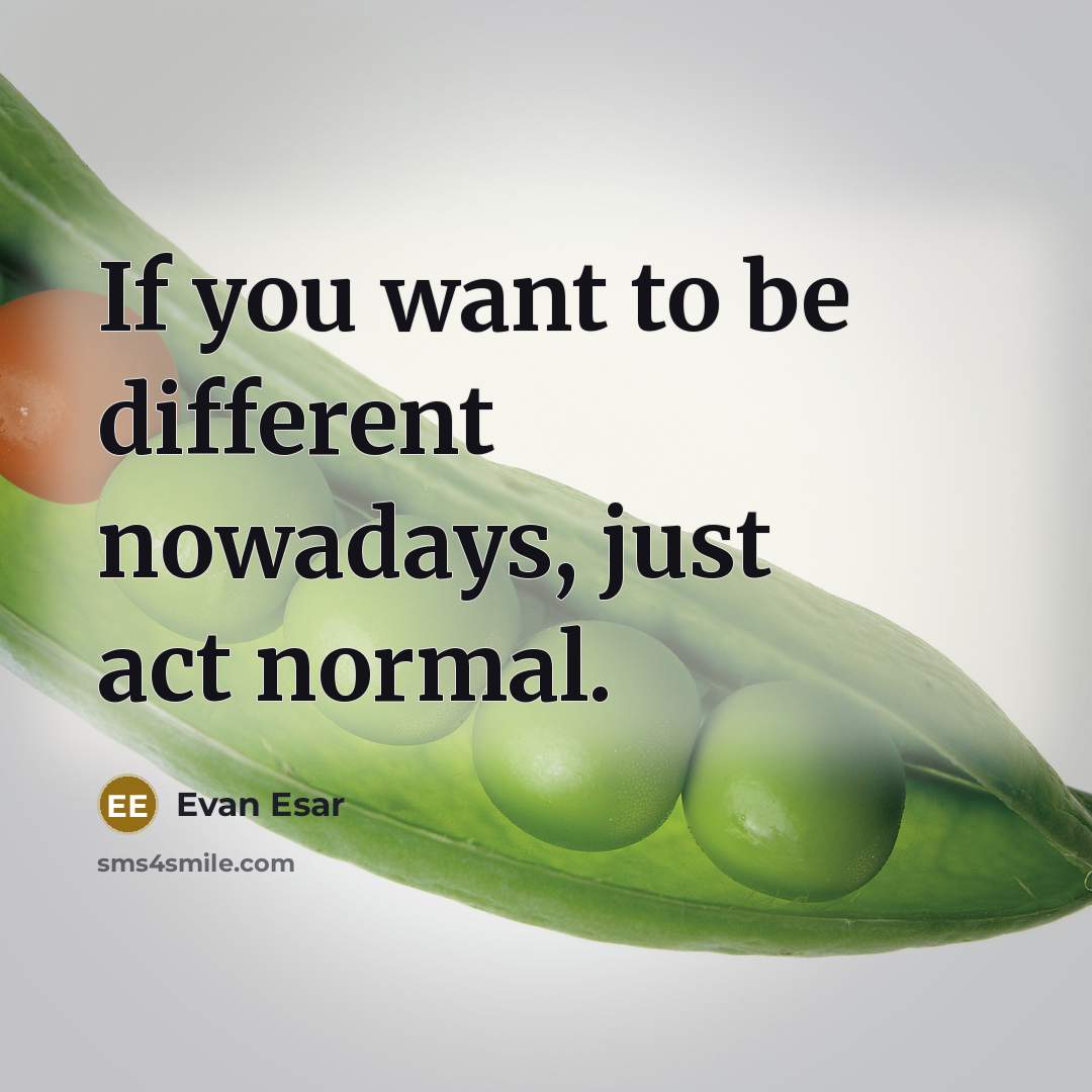 “If you want to be different nowadays, just act normal.” quote by Evan Esar