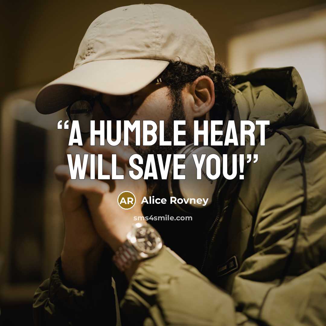 “A humble heart will save you!” quote by Alice Rovney
