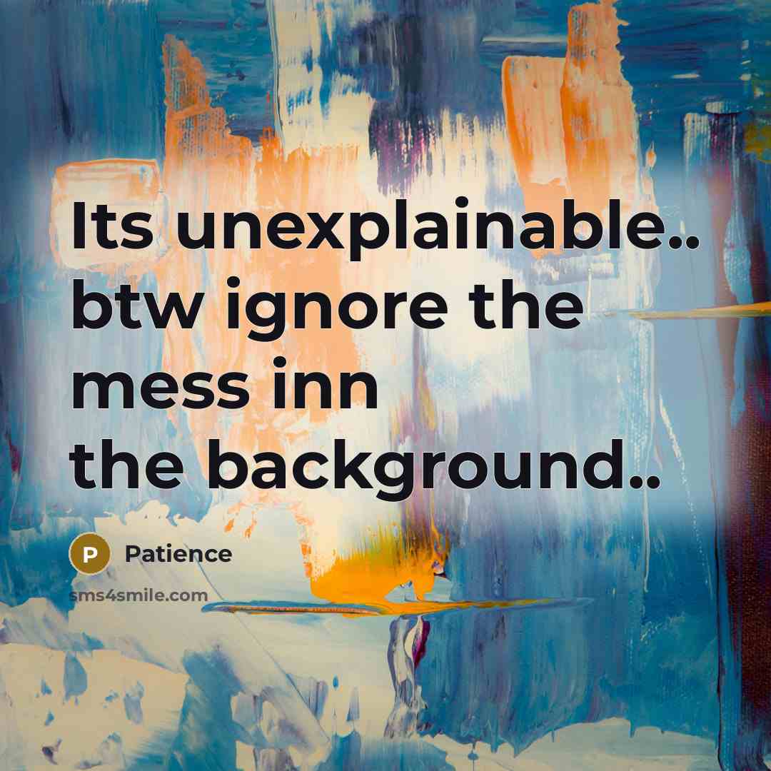 “Its unexplainable.. btw ignore the mess inn the background..” quote by Patience