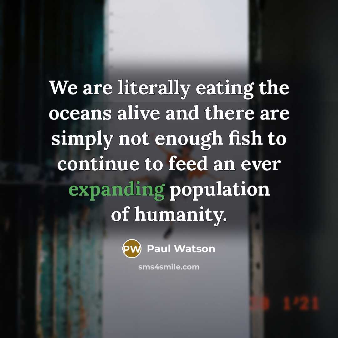 “We are literally eating the oceans alive and there are simply not enough fish to continue to feed an ever expanding population of humanity.” quote by Paul Watson