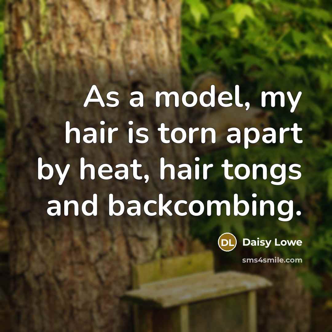 “As a model, my hair is torn apart by heat, hair tongs and backcombing.” quote by Daisy Lowe