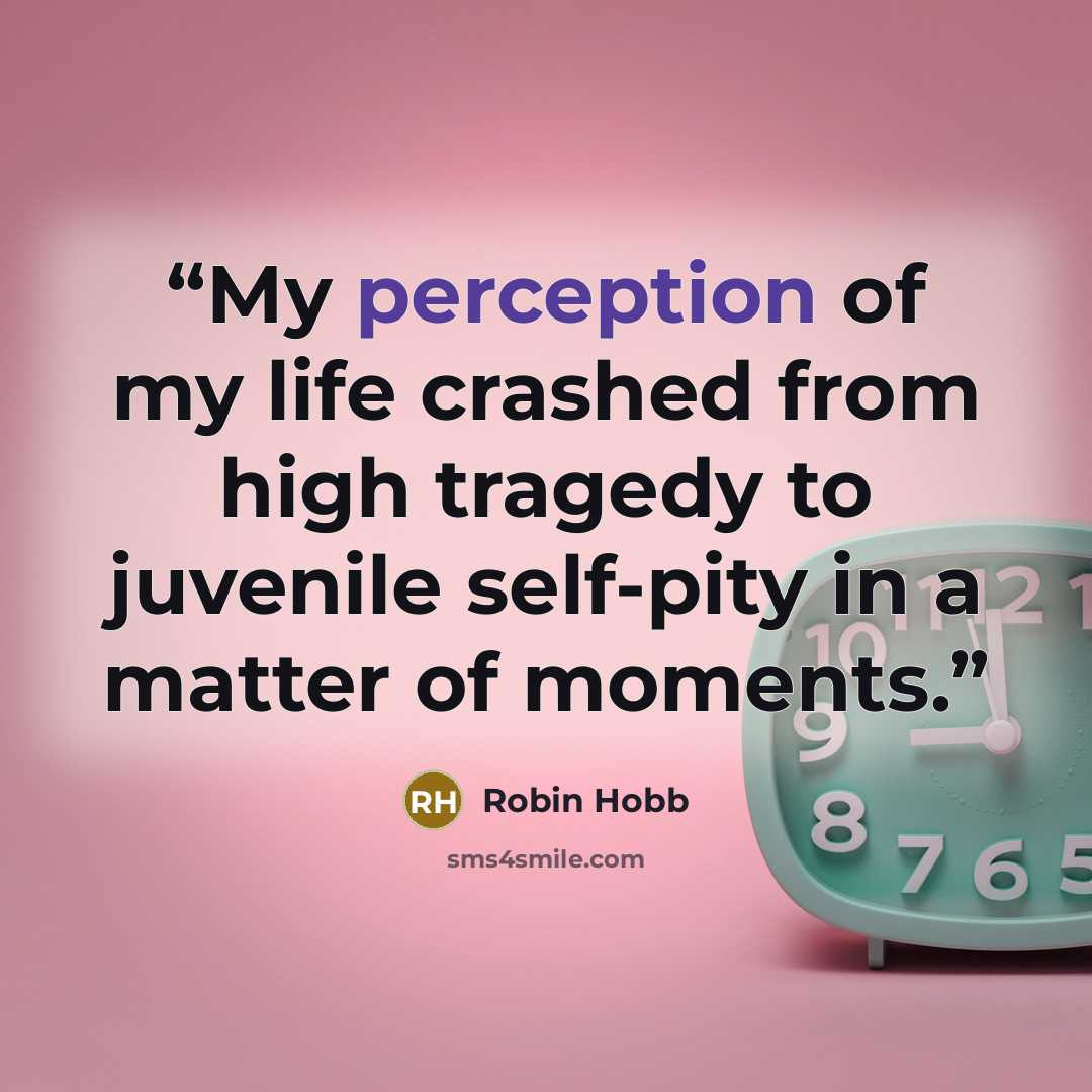“My perception of my life crashed from high tragedy to juvenile self-pity in a matter of moments.” quote by Robin Hobb
