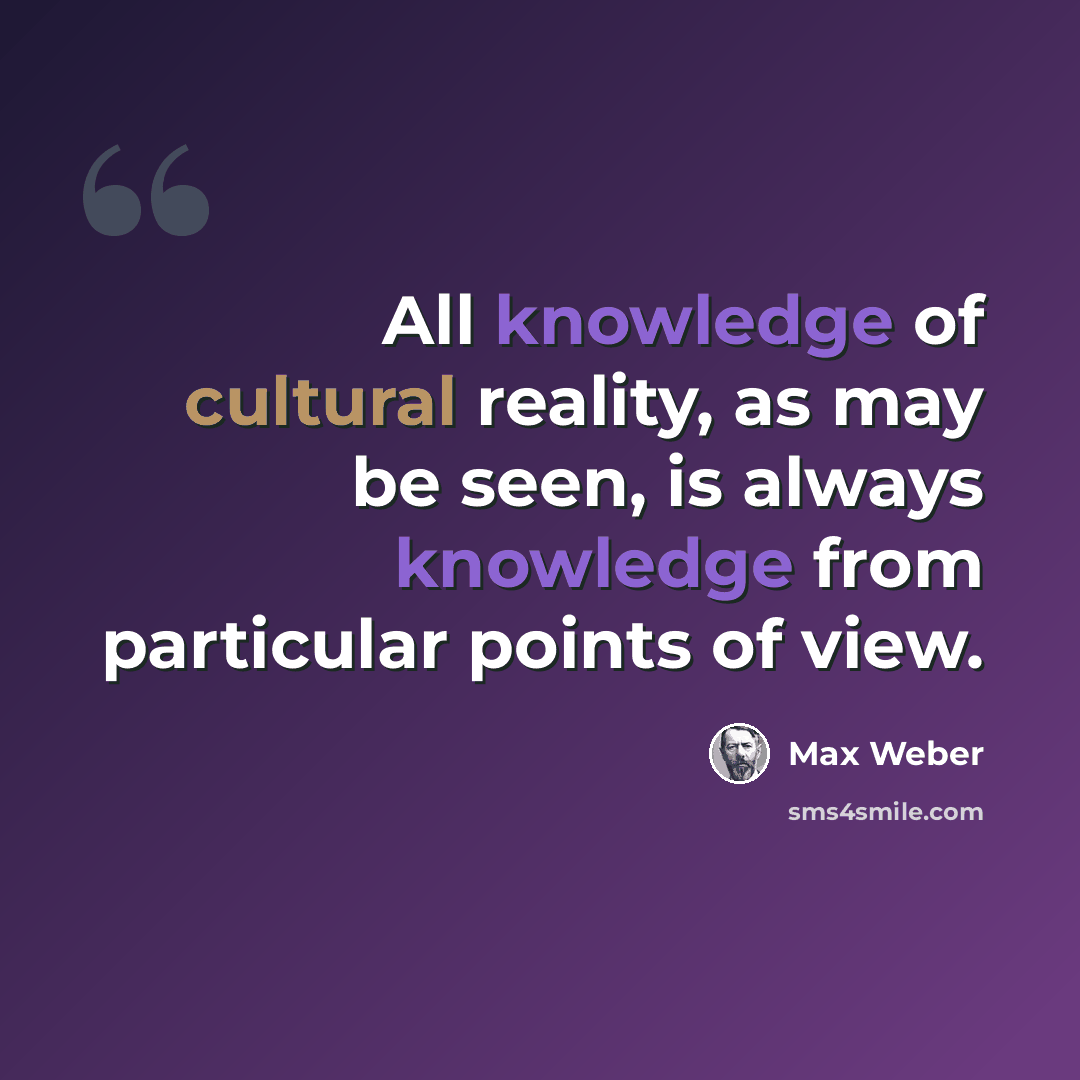 “All knowledge of cultural reality, as may be seen, is always knowledge from particular points of view.” quote by Max Weber