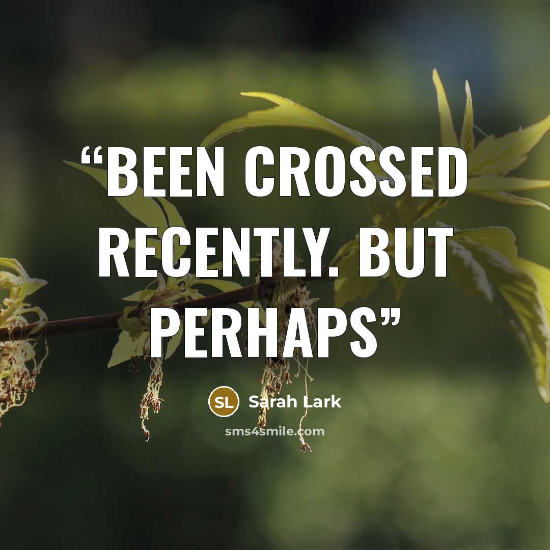 “been crossed recently. But perhaps” quote by Sarah Lark