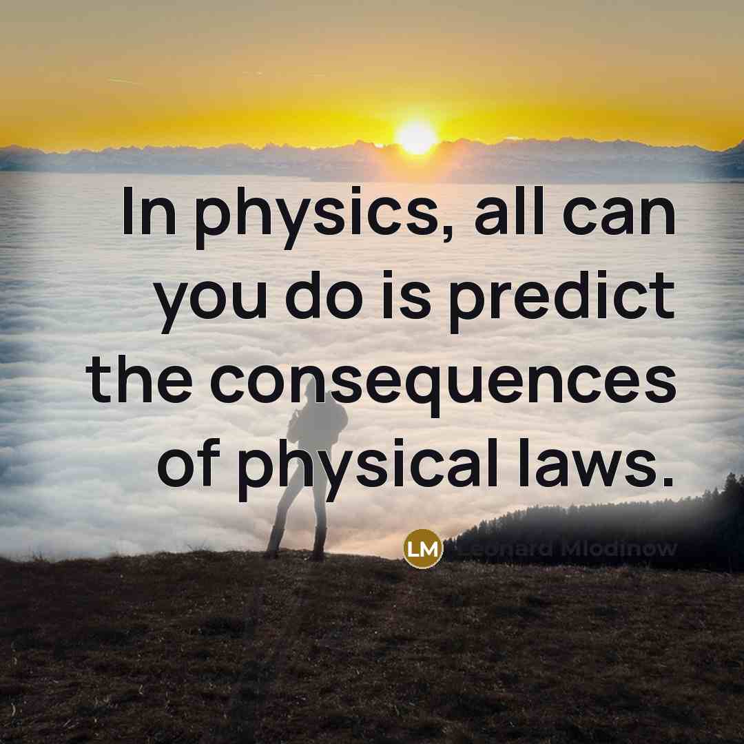 “In physics, all can you do is predict the consequences of physical laws.” quote by Leonard Mlodinow