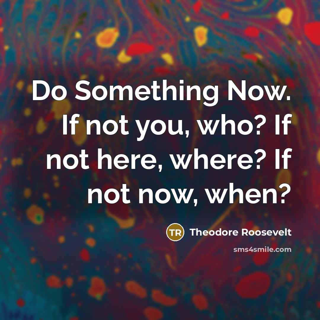 “Do Something Now. If not you, who? If not here, where? If not now, when?” quote by Theodore Roosevelt