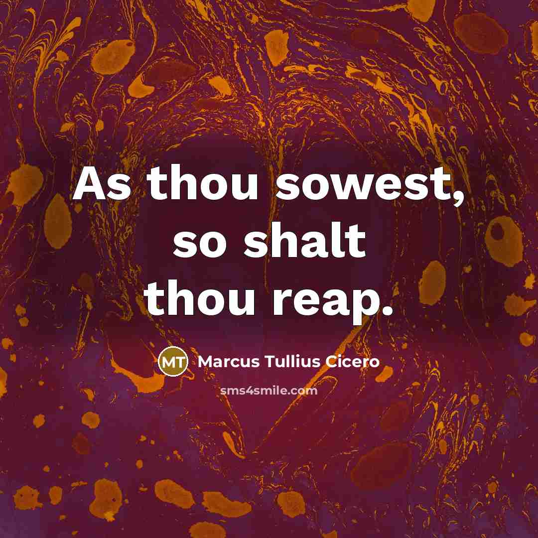 “As thou sowest, so shalt thou reap.” quote by Marcus Tullius Cicero