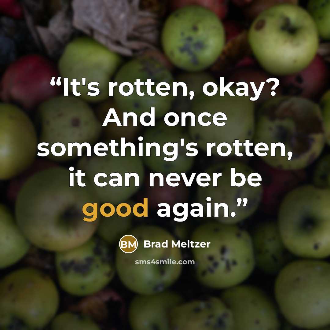 “It's rotten, okay? And once something's rotten, it can never be good again.” quote by Brad Meltzer