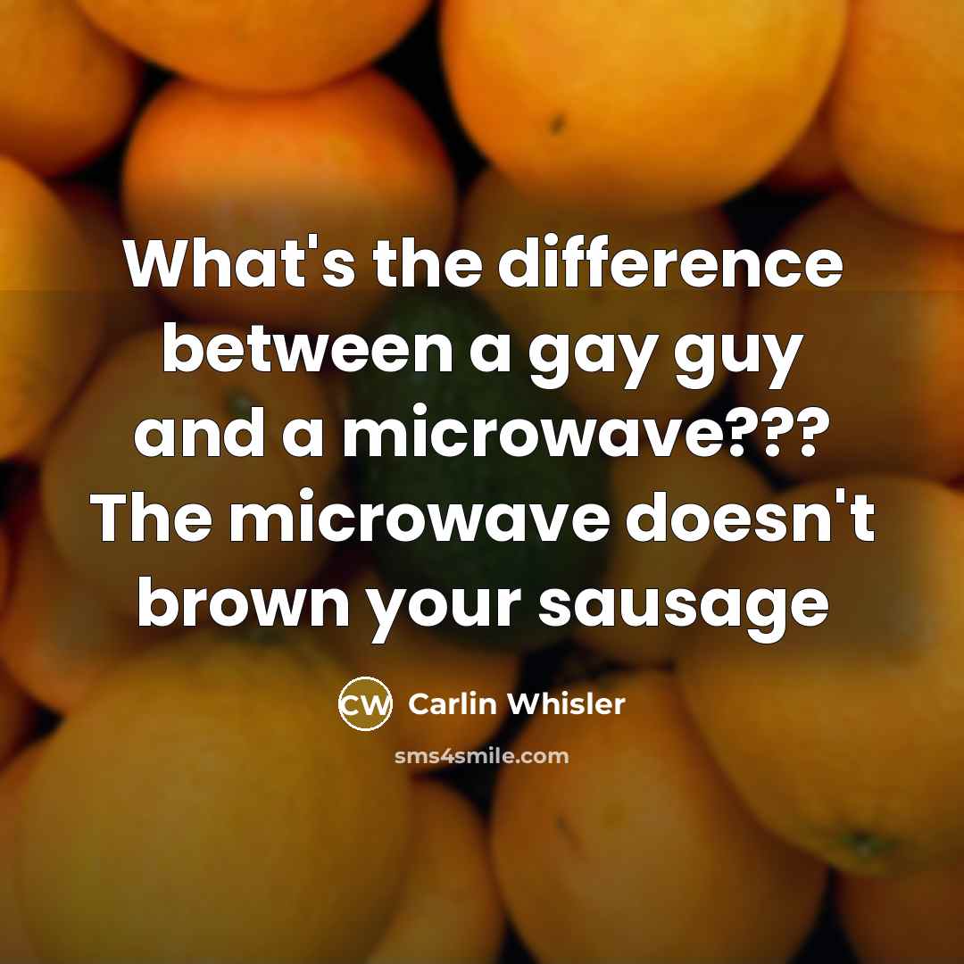 “What's the difference between a gay guy and a microwave??? The microwave doesn't brown your sausage” quote by Carlin Whisler