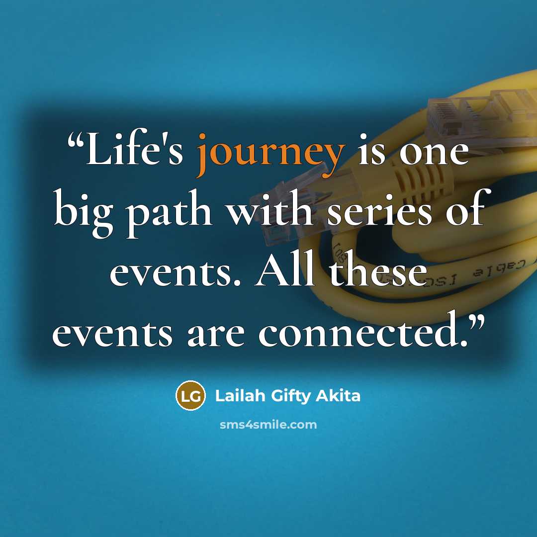 “Life's journey is one big path with series of events. All these events are connected.” quote by Lailah Gifty Akita