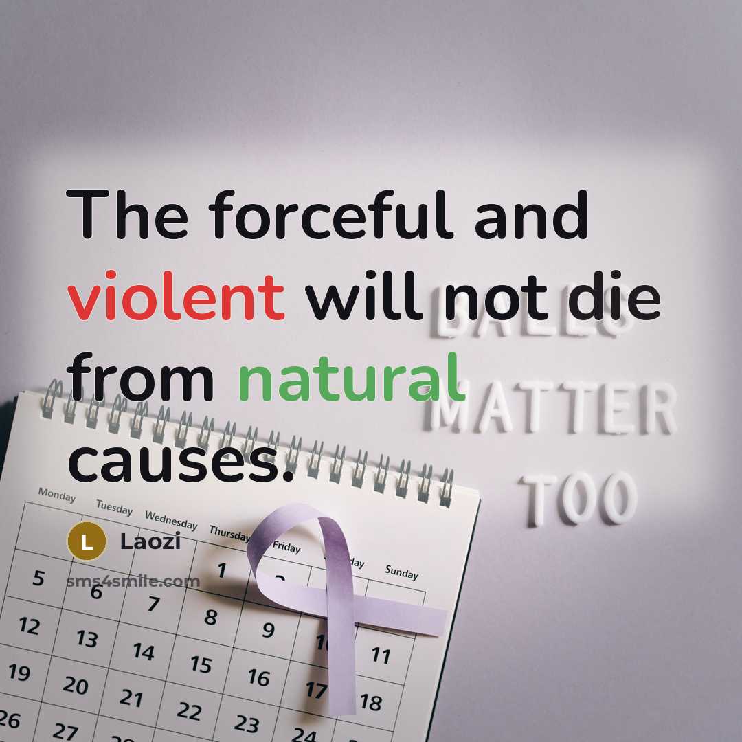“The forceful and violent will not die from natural causes.” quote by Laozi