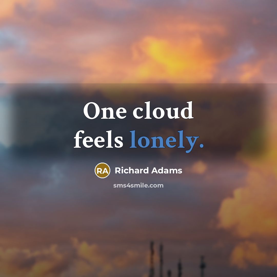 “One cloud feels lonely.” quote by Richard Adams