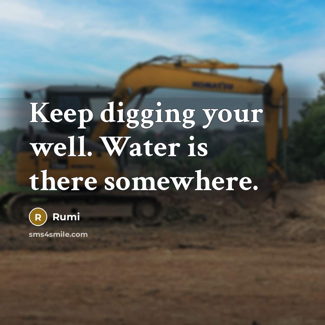 “Keep digging your well. Water is there somewhere.” quote by Rumi