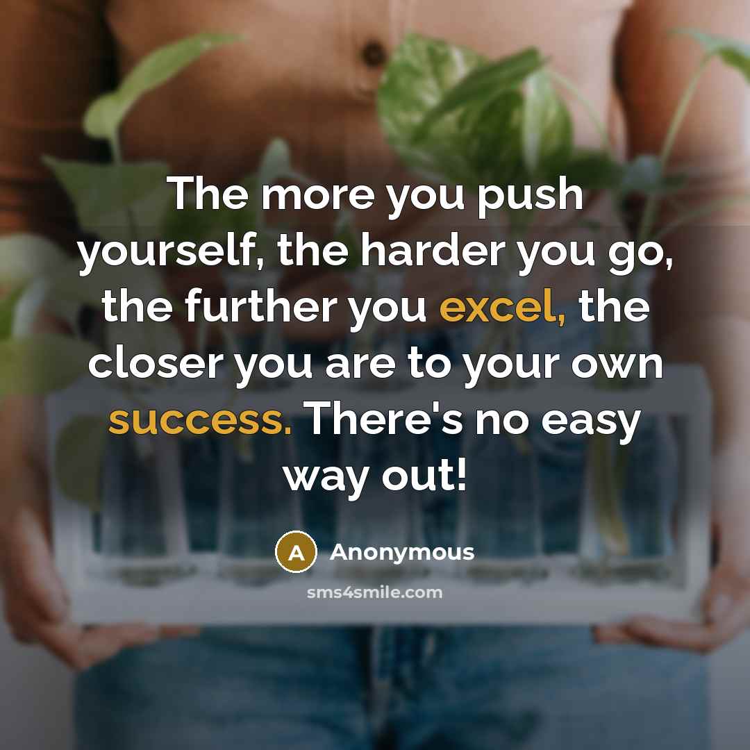 “The more you push yourself, the harder you go, the further you excel, the closer you are to your own success. There's no easy way out!” quote by Anonymous