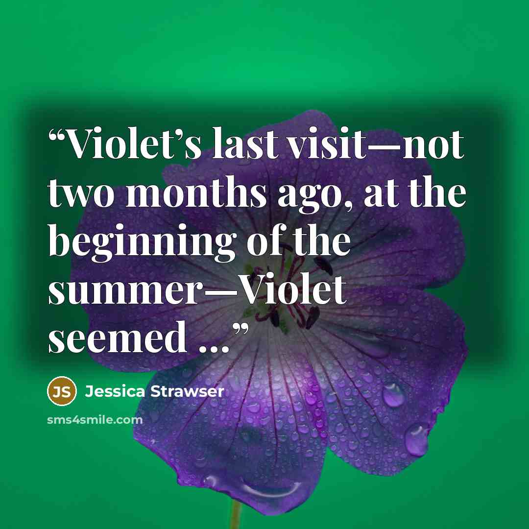 “Violet’s last visit—not two months ago, at the beginning of the summer—Violet seemed …” quote by Jessica Strawser